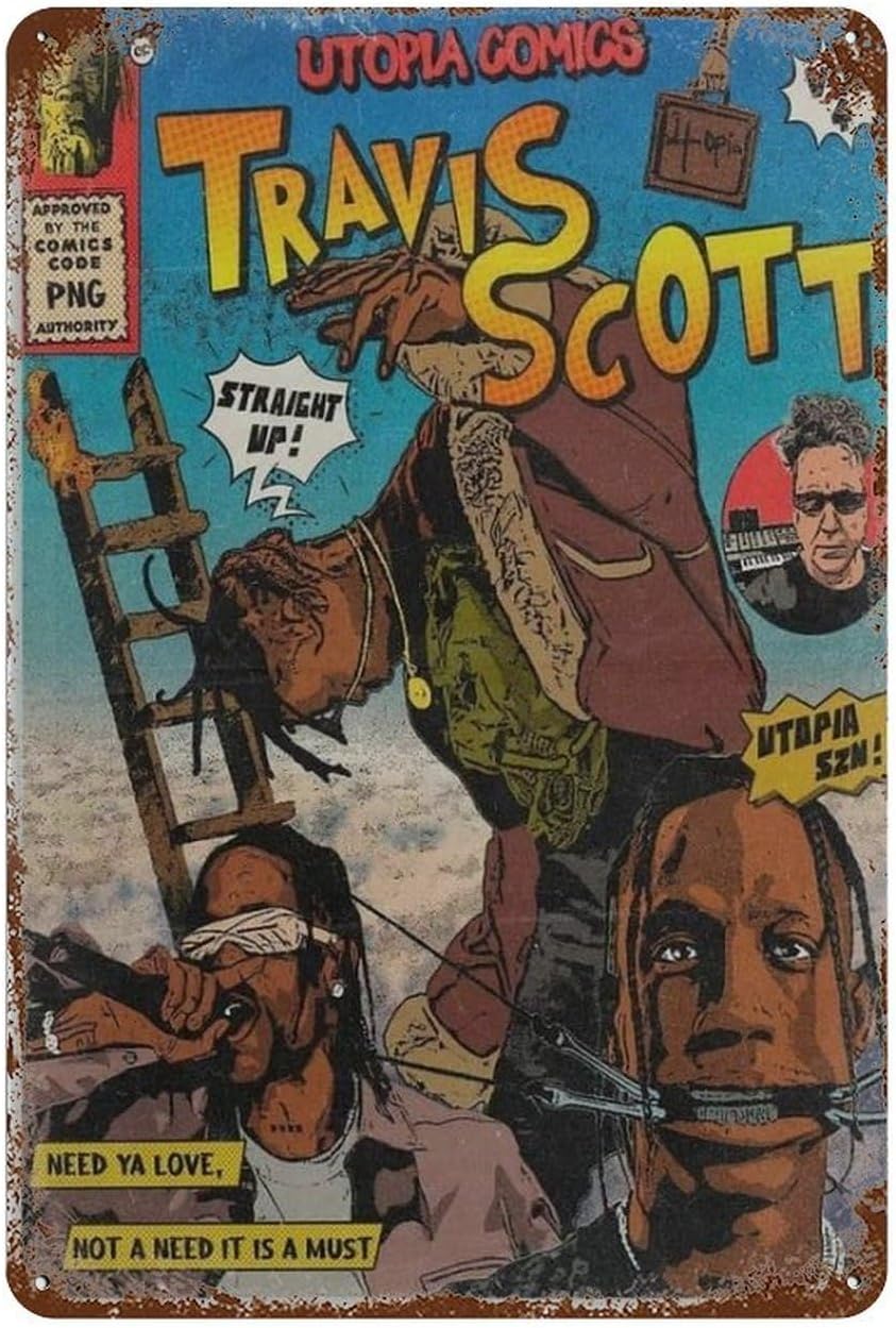Men'S Accessories Vintage - โปสเตอร์ Travis-Scott วินเทจ ป้ายโลหะสำหรับห้องน้ำและอ่างอาบน้ำ ของขวัญตกแต่งบ้าน ฟาร์ม