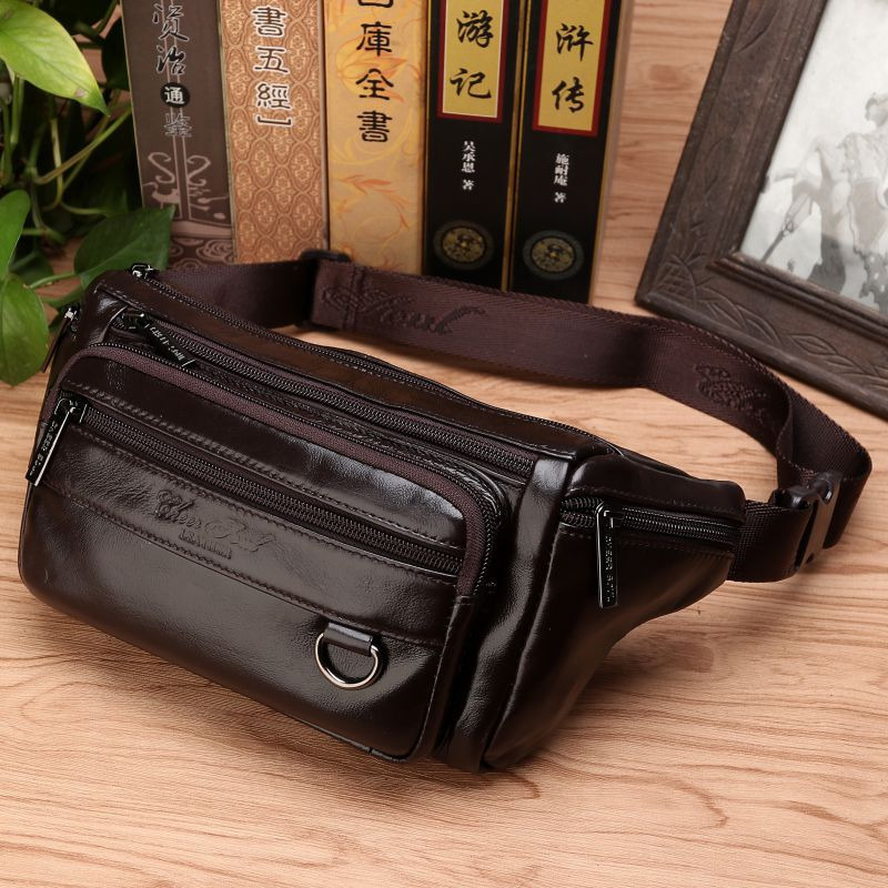 Men Accessories Pack - ผู้ชายเอว Fanny กระเป๋าสลิงกระเป๋าหนังแท้แฟชั่น Retro Cross body