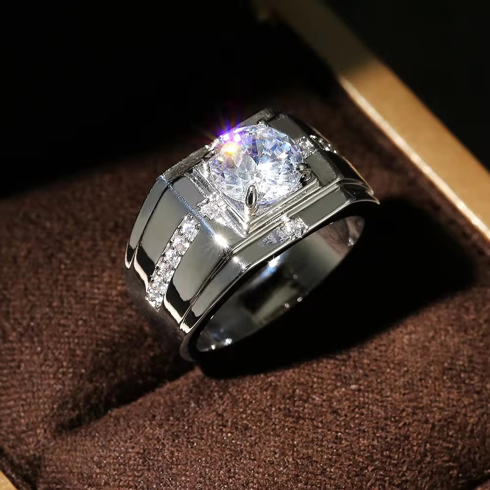 Men'S Accessories Jewelry Brands - Huitan แหวนแต่งงานสำหรับผู้ชายสุดหรูประดับด้วยเพทายทรงลูกบาศก์หรูหราสำหรับผู้ชาย