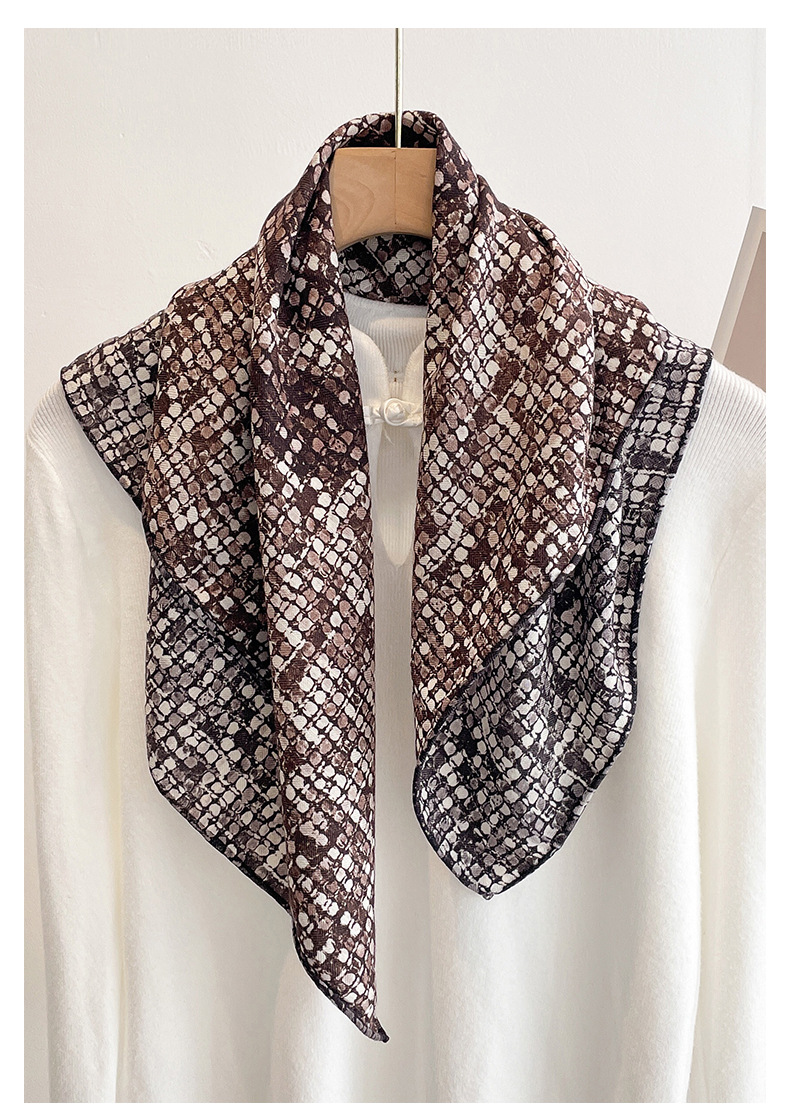 Men'S Accessories Vintage - ผ้าพันคอขนสัตว์ 70% ไหม 30% สำหรับผู้หญิง ลายสก็อตสีน้ำตาลสไตล์วินเทจ
