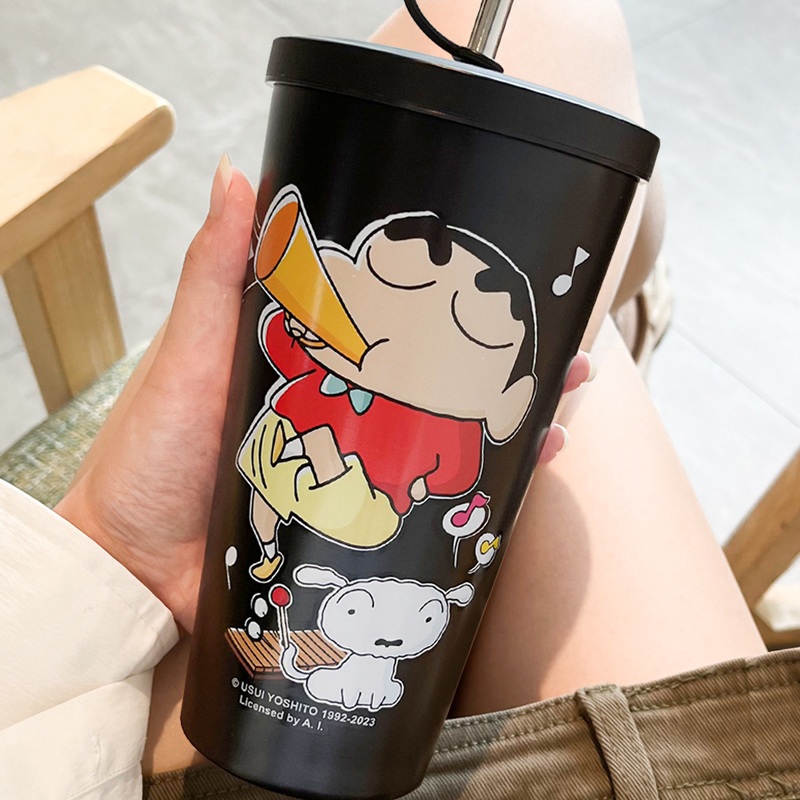 Flask Stainless Steel - แก้วเก็บความเย็นสแตนเลสลายอนิเมะ Crayon Shin-chan แบบพกพา แก้วน้ำเย็น แก้วน้ำสำหรับขับรถ
