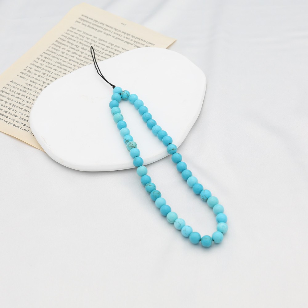 Men'S Accessories Vintage - 8MM Blue Turquoise Beaded โทรศัพท์มือถือโซ่สำหรับผู้หญิงผู้ชายโทรศัพท์ Charm