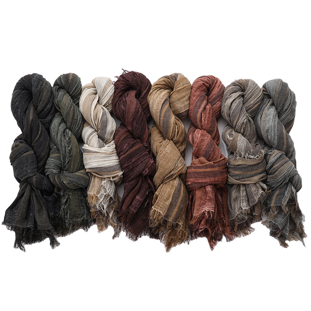 Men'S Accessories Vintage - ผ้าพันคอวินเทจลายทางปะติดสำหรับผู้ชายและผู้หญิง แฟชั่นผ้าพันคอยาว อุปกรณ์เสริมสำหรับผู้หญิงในฤดูใบไม้ร่วงและฤดูหนาว สไตล์สตรีทแวร์