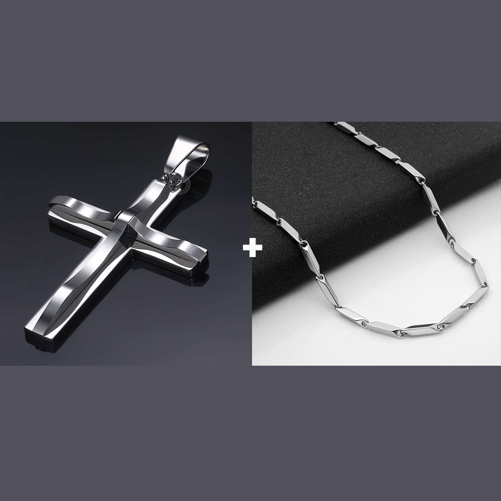 Men'S Accessories Jewelry Brands - สร้อยคอจี้รูปกางเขนโค้งสีเงินทำจากสแตนเลส พร้อมสายสร้อยแบบลูกปัดขนาด 3 มม. สำหรับผู้หญิงและผู้ชาย เป็นเครื่องประดับเสริม