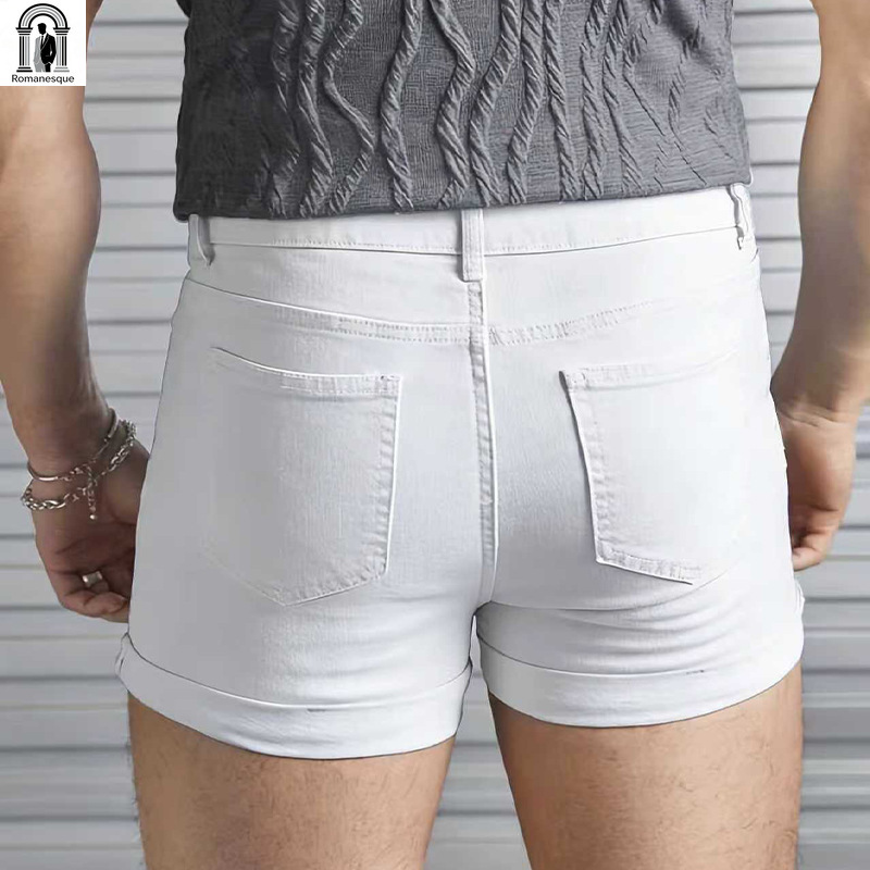 กางเกงยีนส์ขาสั้นสีขาวทรงสลิมฟ - Men'S Accessories For Jeans บทวิจารณ์และราคา