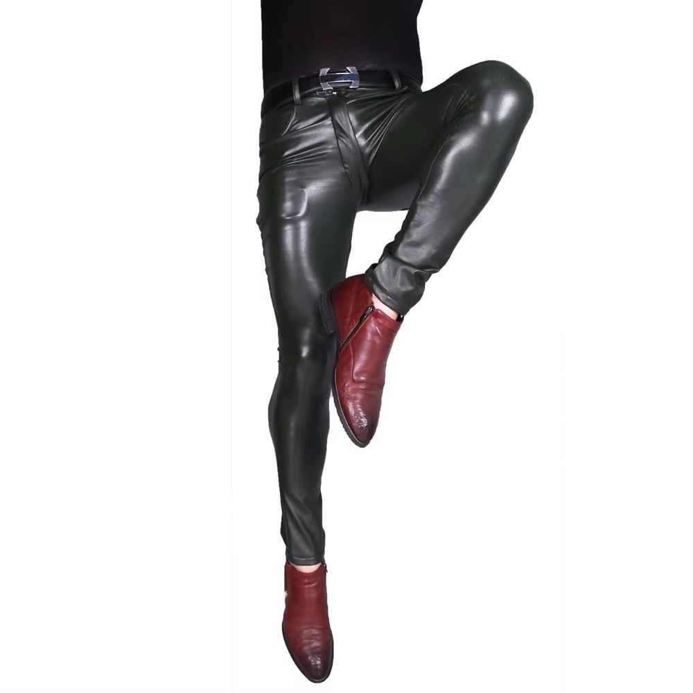 Mens Punk PU กางเกงหนัง Faux ค - Men'S Accessories For Jeans บทวิจารณ์และราคา
