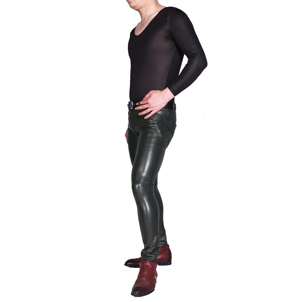 Mens Punk PU กางเกงหนัง Faux ค - Men'S Accessories For Jeans บทวิจารณ์และราคา