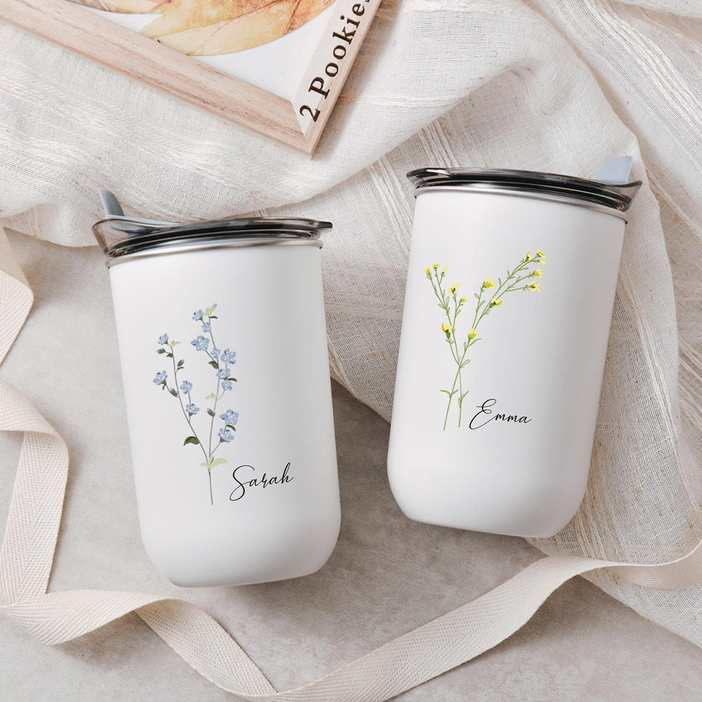 แก้วสแตนเลสลายดอกไม้สีแดงพร้อม - Flask Stainless Steel บทวิจารณ์และราคา