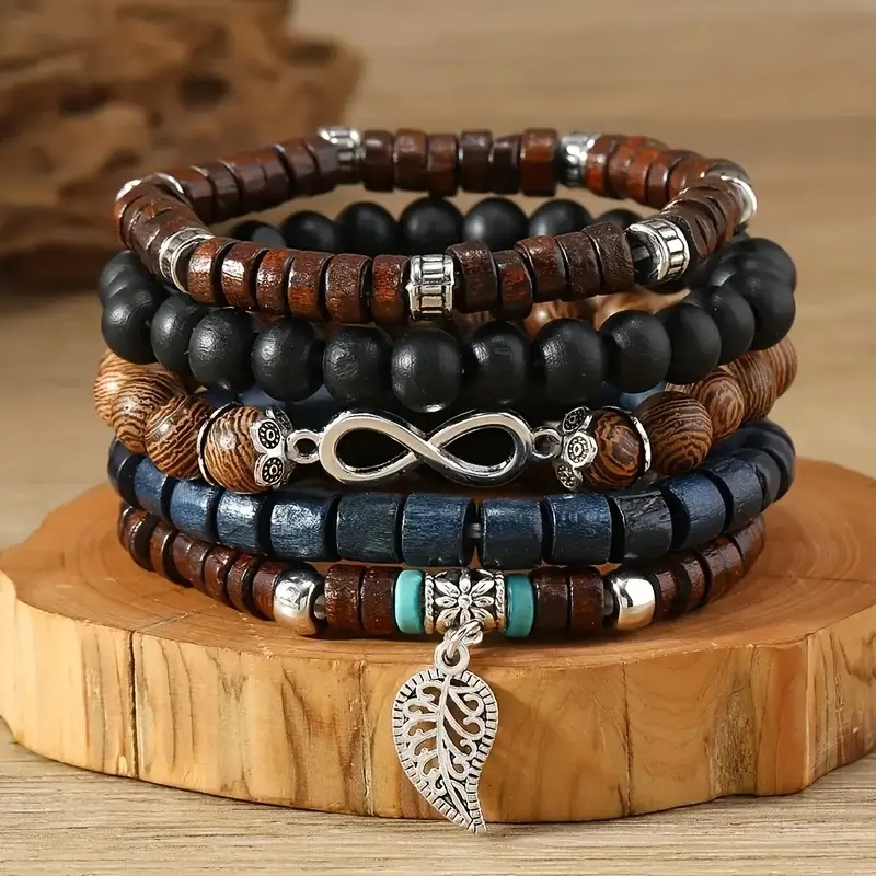 41PCS ไม้ธรรมชาติสร้อยข้อมือลู - Bracelet Beaded Men บทวิจารณ์และราคา
