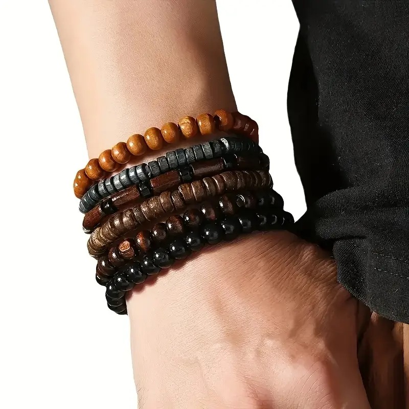 41PCS ไม้ธรรมชาติสร้อยข้อมือลู - Bracelet Beaded Men บทวิจารณ์และราคา