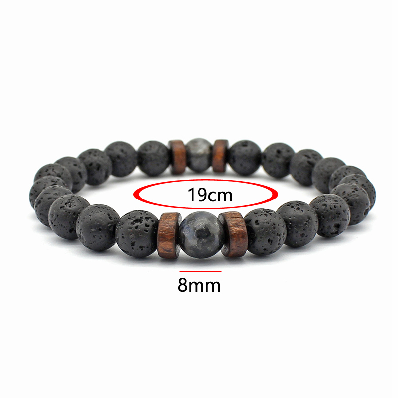 สร้อยข้อมือทำมือจากหินลาวาภูเข - Bracelet Beaded Men บทวิจารณ์และราคา