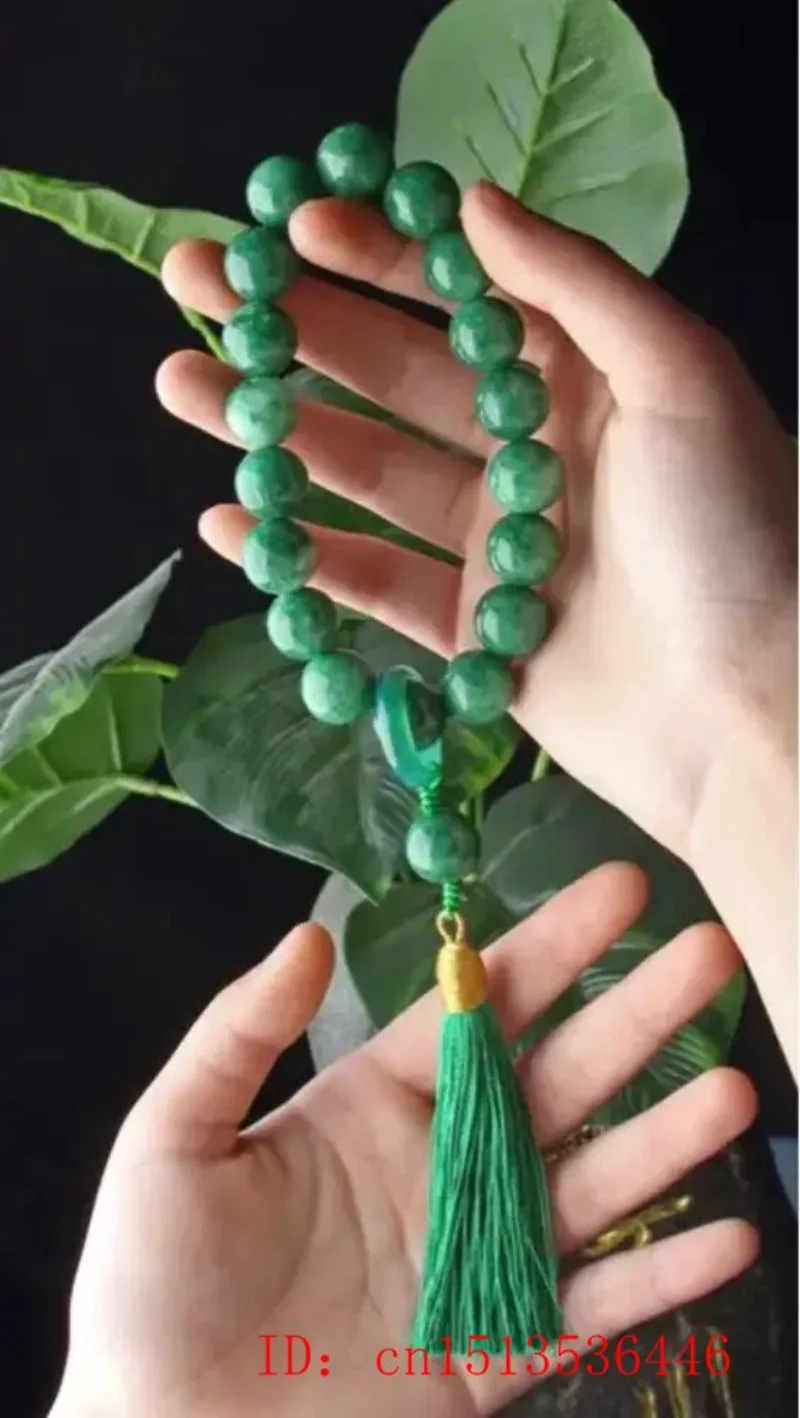 หินหยกสีเขียว 12 มม.ลูกปัดสร้อ - Bracelet Beaded Men บทวิจารณ์และราคา