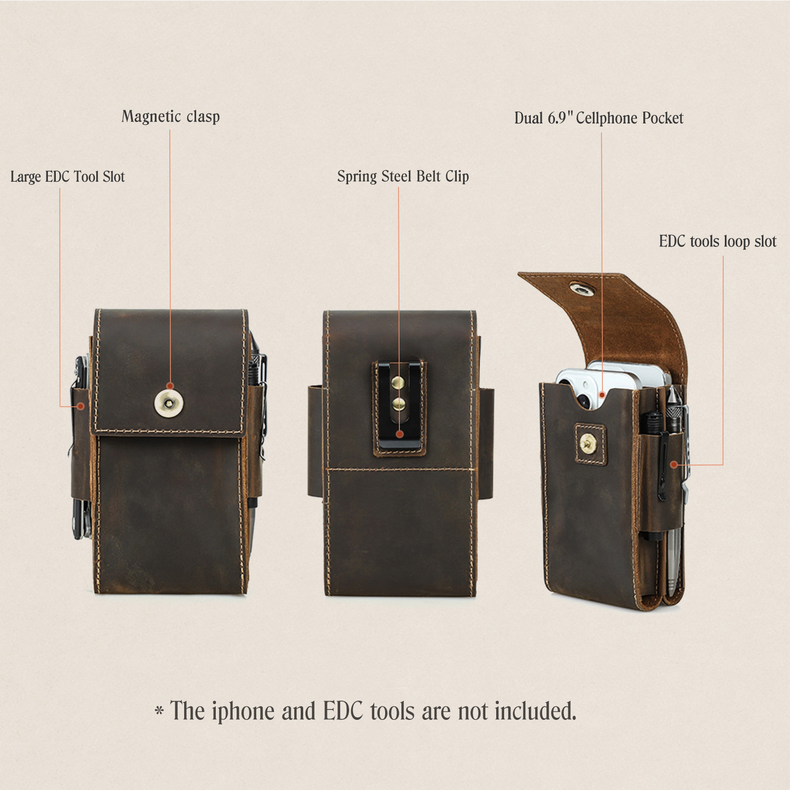 กระเป๋าคาดเอวหนังแท้สำหรับผู้ช - Men'S Accessories Vintage บทวิจารณ์และราคา